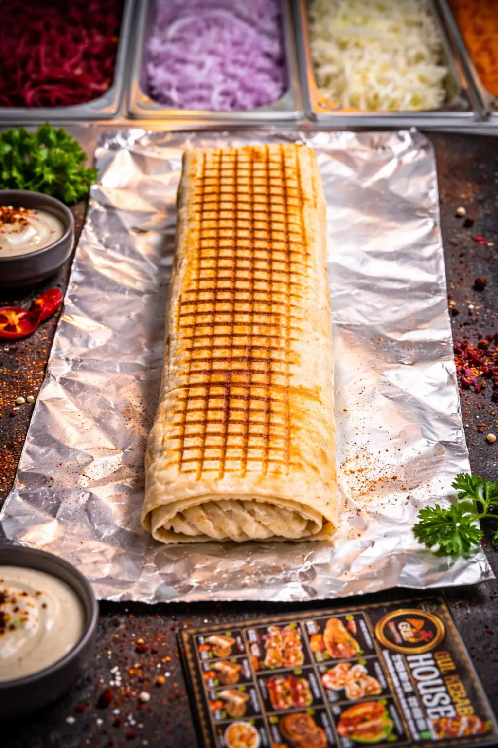 dürüm kebab halal recién preparado en Gul Kebab House Terrassa